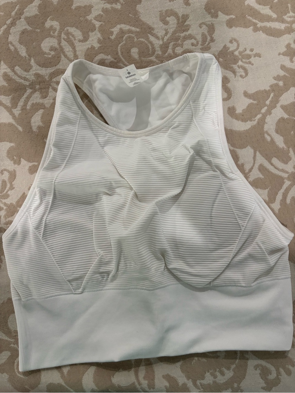 lululemon athletica White Ribbed High-Neck Seamless Sports Bra